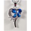 Image 1 : 10337 - 14K WHITE GOLD PLATED SAPPHIRE & WHITE TOPAZ PENDANT
