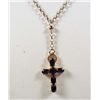 Image 1 : 9474 - 14K GOLD OVER STERLING SILVER BLUE SAPPHIRE NECKLACE & PENDANT