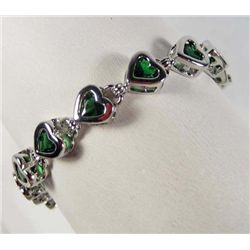 9544 - WHITE GOLD PLATED EMERALD TENNIS BRACELET