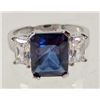 Image 1 : 9545 - WHITE GOLD PLATED SAPPHIRE COCKTAIL RING