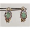 Image 1 : 9475 - 14K GOLD OVER STERLING SILVER GREEN EMERALD EARRINGS