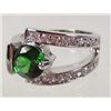 Image 1 : 9543 - 18K WHITE GOLD PLATED EMERALD COCKTAIL RING