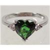 Image 1 : 9276 - WHITE GOLD PLATED EMERALD & WHITE TOPAZ RING