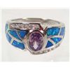 Image 1 : 10536 - AMETHYST & BLUE OPAL SILVER RING SIZE 9