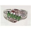 Image 1 : 10679 - WHITE GOLD PLATED EMERALD & WHITE TOPAZ RING SIZE 8