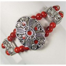 10914 - TIBETAN SILVER CORAL BRACELET