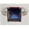 Image 1 : 9389 - WHITE GOLD PLATED SAPPHIRE & WHITE TOPAZ RING