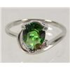 Image 1 : 9611 - 18K WHITE GOLD PLATED EMERALD & TOPAZ RING