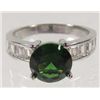 Image 1 : 1787 - WHITE GOLD PLATED EMERALD & TOPAZ RING - SZ. 7
