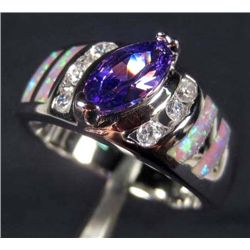 2235 - SILVER AMETHYST & PINK OPAL RING - SZ. 8