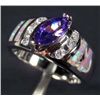 Image 1 : 2235 - SILVER AMETHYST & PINK OPAL RING - SZ. 8
