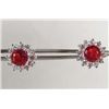 Image 1 : 1809 - PAIR OF WHITE GOLD PLATED RUBY & TOPAZ EARRINGS