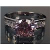 Image 1 : 2570 - WHITE GOLD PLATED PINK SAPPHIRE & WHITE TOPAZ RING