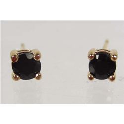 2303 - PAIR OF 14K GOLD OVER STERLING SILVER BLUE SAPPHIRE EARRINGS