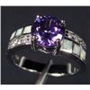 Image 1 : 2240 - SILVER AMETHYST, FIRE & ICE OPAL RING - SZ. 9