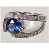Image 1 : 2502 - WHITE GOLD PLATED BLUE SAPPHIRE & TOPAZ RING