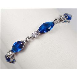 2477 - WHITE GOLD PLATED BLUE SAPPHIRE BRACELET