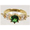 Image 1 : 2554 - 14K GOLD PLATED EMERALD & WHITE TOPAZ RING