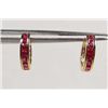 Image 1 : 2531 - PAIR OF 14K GOLD PLATED RUBY EARRINGS