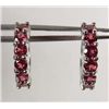 Image 1 : 2299 - PAIR OF STERLING SILVER RHODOLITE GARNET EARRINGS