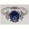 Image 1 : 2538 - WHITE GOLD PLATED BLUE SAPPHIRE & WHITE TOPAZ RING