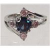 Image 1 : 1798 - WHITE GOLD PLATED BLUE SAPPHIRE & TOPAZ RING