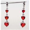 Image 1 : 2446 - PAIR OF WHITE GOLD PLATED RUBY EARRINGS