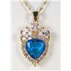 Image 1 : 2443 - 14K GOLD PLATED BLUE SAPPHIRE PENDANT W/ CHAIN