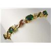 Image 1 : 2521 - 14K GOLD PLATED EMERALD BRACELET