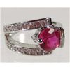 Image 1 : 1793 - WHITE GOLD PLATED RUBY & TOPAZ RING