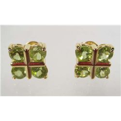 2304 - PAIR OF 14K GOLD OVER STERLING SILVER PERIDOT EARRINGS