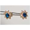 Image 1 : 2473 - PAIR OF 14K GOLD PLATED BLUE SAPPHIRE EARRINGS
