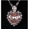 Image 1 : 2482 - WHITE GOLD PLATED PINK SAPPHIRE PENDANT W/ CHAIN
