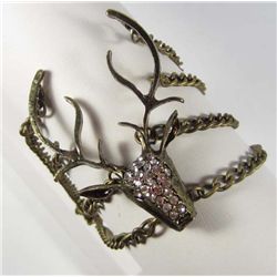 10729 - BRONZE RHINESTONE DEER HEAD BRACELET