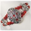 Image 1 : 10918 - TIBETAN SILVER CORAL BRACELET