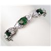 Image 1 : 10748 - 14K WHITE GOLD PLATE PENDANT BRACELET W/ GREEN EMERALD AND TOPAZ