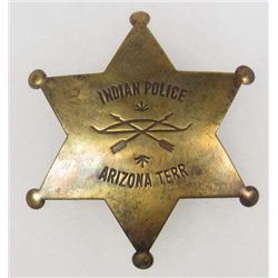10774 - ARIZONA TERR. INDIAN POLICE BRASS LAW BADGE