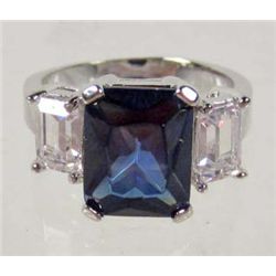 9551 - WHITE GOLD PLATED SAPPHIRE COCKTAIL RING