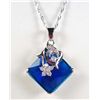 Image 1 : 8603 - WHITE GOLD PLATED SAPPHIRE & TOPAZ PENDANT W/ CHAIN