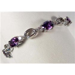 9626 - 18K WHITE GOLD PLATED AMETHYST & TOPAZ BRACELET