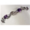 Image 1 : 9626 - 18K WHITE GOLD PLATED AMETHYST & TOPAZ BRACELET