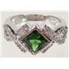 Image 1 : 9663 - WHITE GOLD PLATED EMERALD COCKTAIL RING