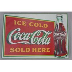 Lot 074: Tin Sign "Ice Cold Coca-Cola Sold Here"