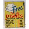 Image 1 : Lot 079: Sign "Free! Fire King Dishes Minimum Purchase…."