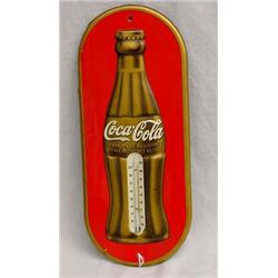 Lot 082: Tin Coca-Cola Thermometer Advertising Sign