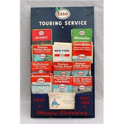 Lot 095: Tin Esso Touring Service Map Rack w/Maps