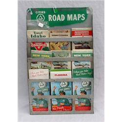 Lot 097: Cities Service Road Map Tin Rack w/Maps