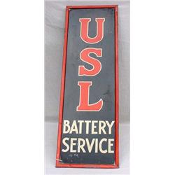 Lot 100: Tin  USL Battery Service  Advertising Sign