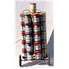 Image 2 : Lot 108: Mobile Wire Oil Can Rack w/Cans