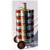 Image 3 : Lot 108: Mobile Wire Oil Can Rack w/Cans